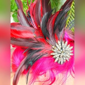 Handmade red black and Sparkle fascinator